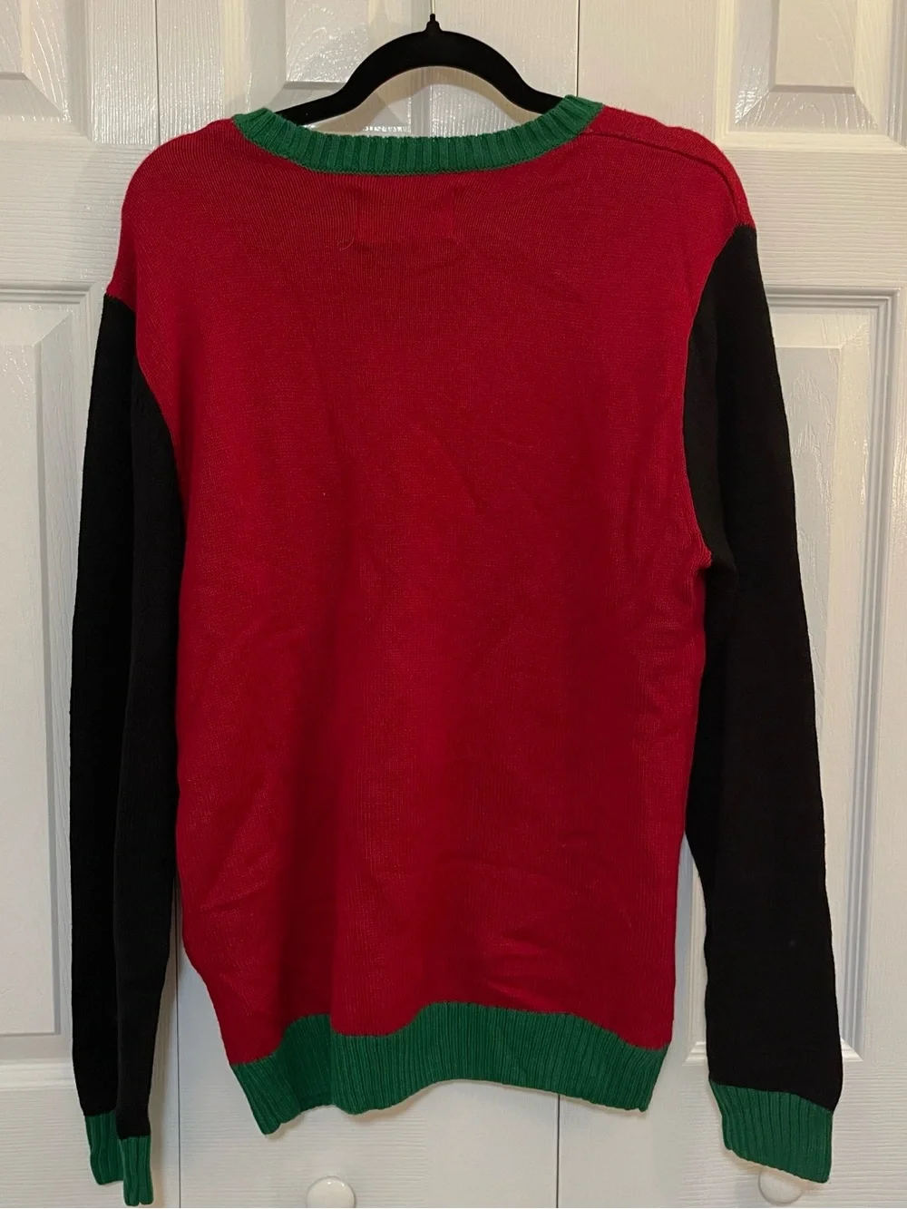Ugly Christmas Sweater Men's Red & Black Holiday Reindeer Sweater - Let It Glow